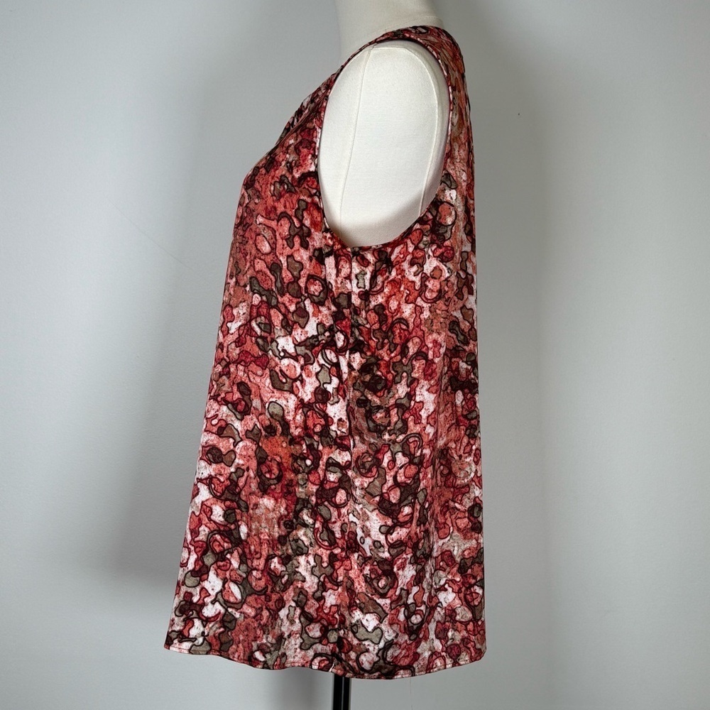Anne Klein Sleeveless Pink And Brown Abstract Print Blouse Women’s Size Large - Picture 4 of 8